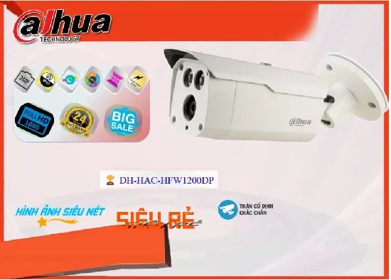   Camera Quan Sát DH-HAC-HFW1200DP Camera Dahua Thương Hiệu Uy Tín  Độ Phân Giải 2.0 MP Sử Dụng Công Nghệ AHD CVI TVI BCS Xem Ban Đêm Hồng Ngoại 80m Với Trang Bị Công Nghệ Hồng Ngoại Smart IR Thiết kế Kiểu Thân Kim Loại Với Chức Năng Thường Khả Cân Bằng Ánh Sáng BLC Chất Lượng  Chíp xử lý hình ảnh CMOS phiên bản mới nhất  chuẩn nén H.265+/H.265/H.264+/H.264 lưu hình ảnh lâu hơn 