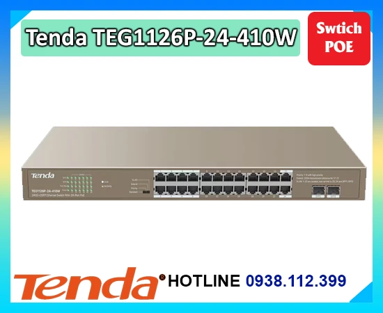 Tenda TEG1126P-24-410W,Giá giá sỉ Tenda TEG1126P-24-410W,Tenda TEG1126P-24-410W Giá chiết khấu,Bán giá rẻ ,Phân Phối Sỉ 