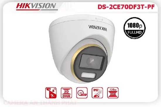  Camera hikvision DS-2CE70DF3T-PF, Camera hikvision DS-2CE70DF3T-PF là dòng camera quan sát dòng colorvu.Giúp camera hiển thị ban đêm có màu . Camera hiển thị hình anh 2,0 megapixel. sản phẩm a phù hợp cho các công trình ,văn phòng,kho xưởn,... 