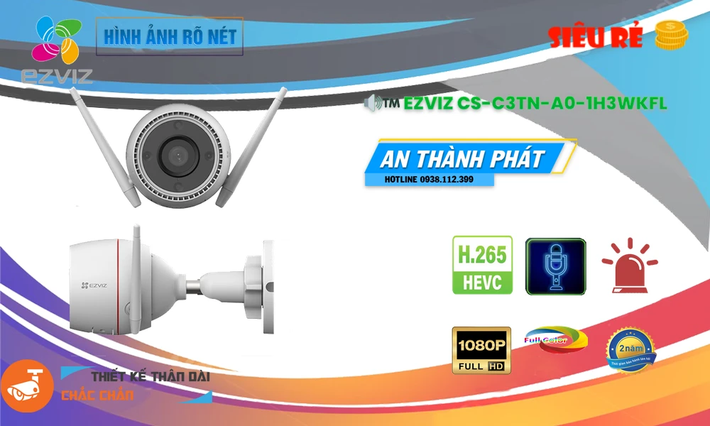 CS-C3TN-A0-1H3WKFL sắc nét Wifi Ezviz CS-C3TN-A0-1H3WKFL sắc nét Wifi Ezviz