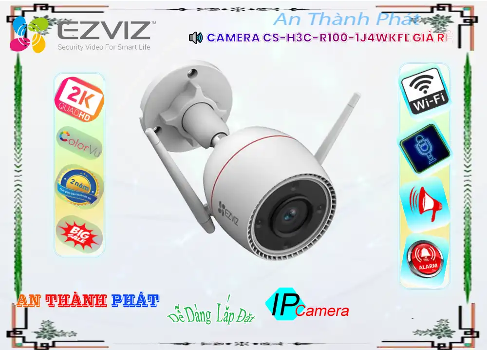 CS-H3c-R100-1J4WKFL sắc nét Wifi Ezviz