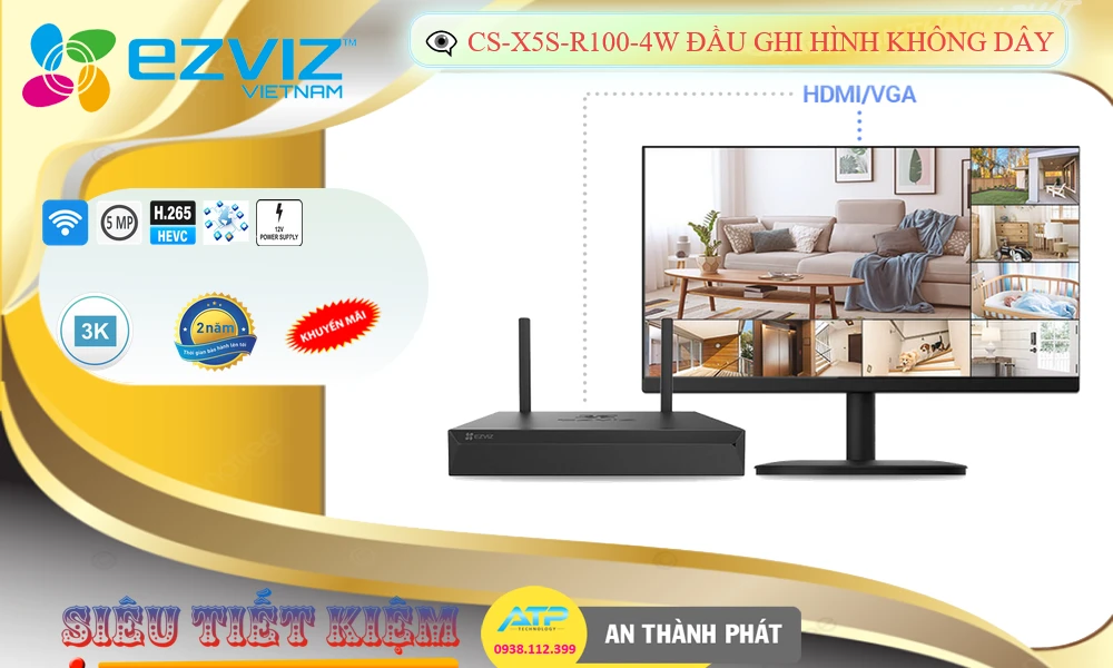 Đầu Ghi 4 Kênh IP Wifi Ezviz CS-X5S-R100-4W Đầu Ghi 4 Kênh IP Wifi Ezviz CS-X5S-R100-4W