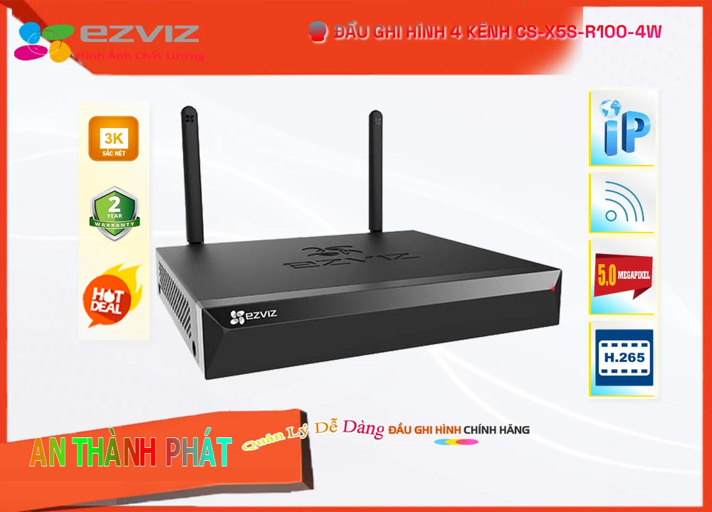 Đầu Ghi 4 Kênh IP Wifi Ezviz CS-X5S-R100-4W Đầu Ghi 4 Kênh IP Wifi Ezviz CS-X5S-R100-4W