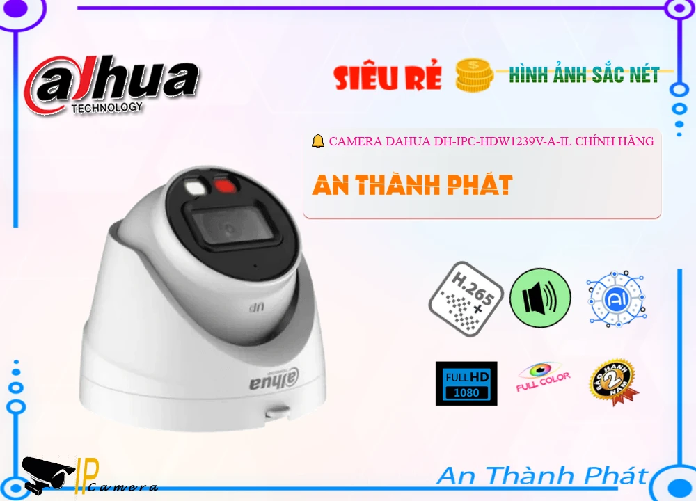 Camera Dahua DH-IPC-HDW1239V-A-IL Camera Dahua DH-IPC-HDW1239V-A-IL