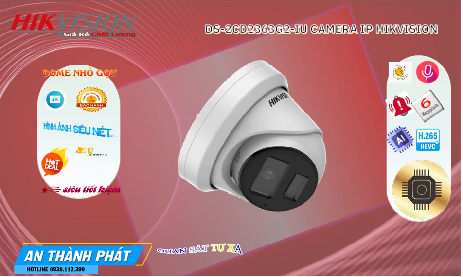 DS-2CD2363G2-IU sắc nét Hikvision DS-2CD2363G2-IU sắc nét Hikvision