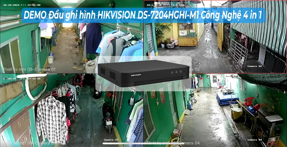 DS-7204HGHI-M1 Đầu ghi Camera Hikvision Giá rẻ Đầu ghi hình HIKVISION DS-7204HGHI-M1 Công Nghệ 4 in 1 hình demo thực tế thiết bị đầu ghi hình