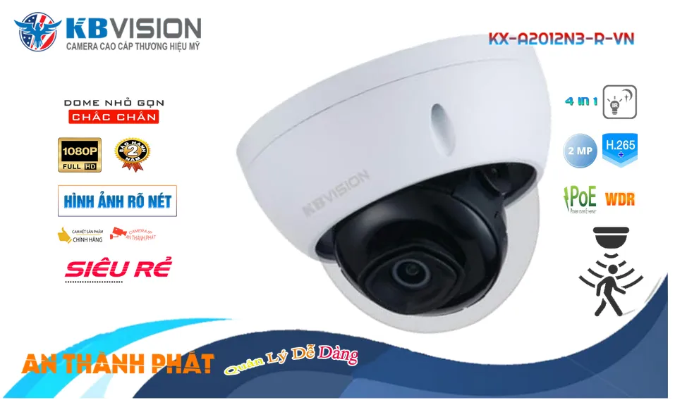 KX-A2012N3-R-VN sắc nét KBvision Camera IP PoE KBVISION KX-A2012N3-R-VN 2MP