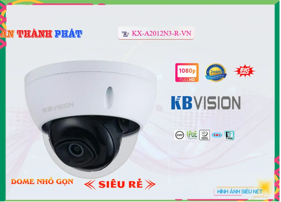 KX-A2012N3-R-VN sắc nét KBvision Camera IP PoE KBVISION KX-A2012N3-R-VN 2MP