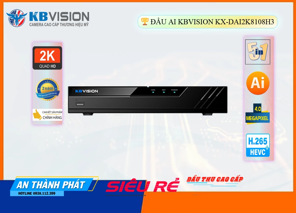 Đầu ghi KX-DAi2K8108H3 KBvision Đầu ghi KX-DAi2K8108H3 KBvision