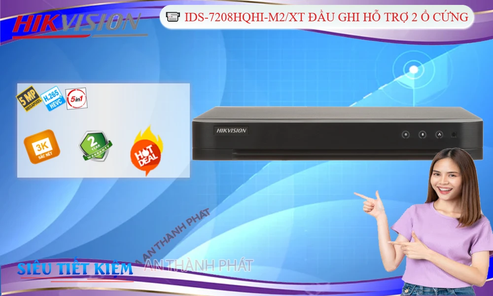 Đầu Thu KTS Hikvision iDS-7208HQHI-M2/XT Hỗ Trợ 2 Ổ Cứng Đầu Thu KTS Hikvision iDS-7208HQHI-M2/XT Hỗ Trợ 2 Ổ Cứng